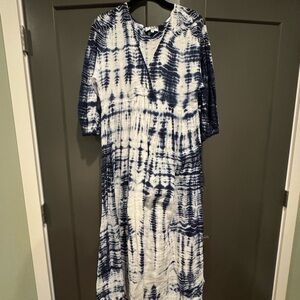 Michael Stars Blue and White Tie-Dye Midi Sundress